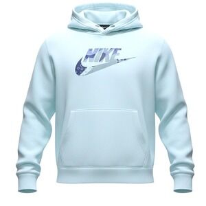 Nike Women's Light Blue Graphic Logo Hoodie Sweatshirt Size M